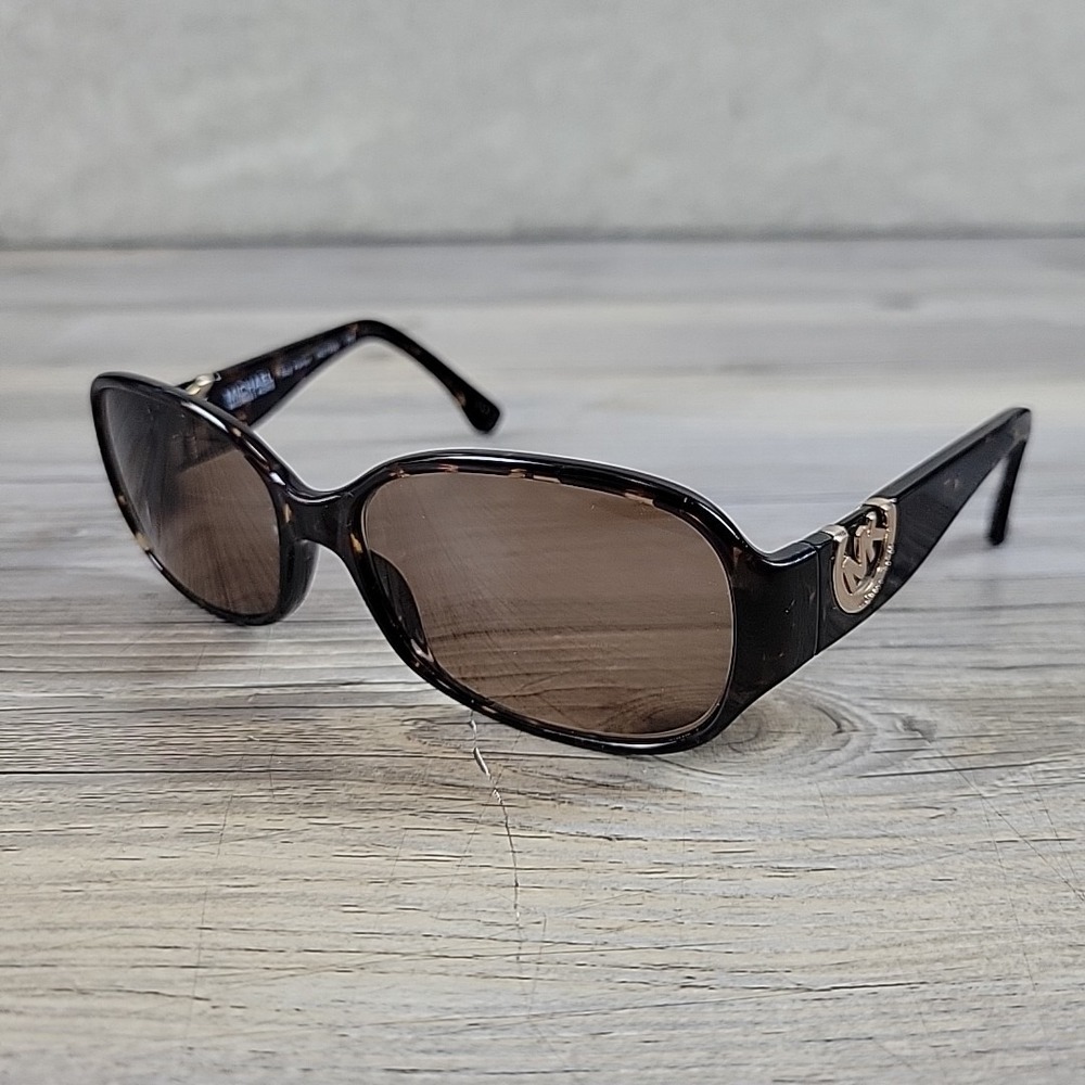 Michael Kors Dark Tortoiseshell Sunglasses with Gold MK Emblem